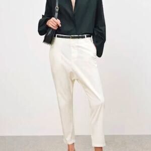 Nili Lotan 2 Slouchy Paris Pants $345 Drop Crotch Cotton Cropped White EUC